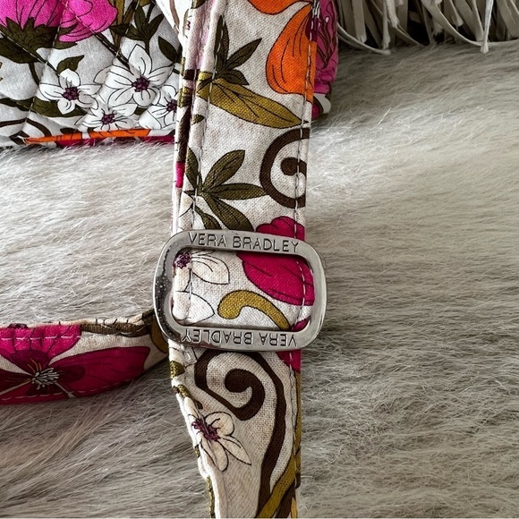 VERA BRADLEY Tea Garden Zipper Hipster Crossbody 2012 Cream Pink Orange Floral - Picture 3 of 16